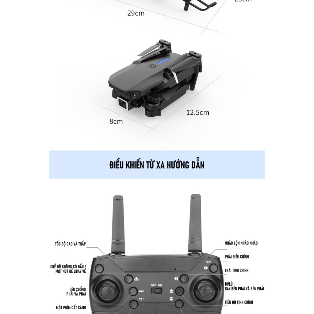 Drone camera 4k mini Máy Bay Điều Khiển Từ Xa E88 Pro Drone 4K HD Camera, Chất lượng hình ảnh siêu rõ ràng | BigBuy360 - bigbuy360.vn