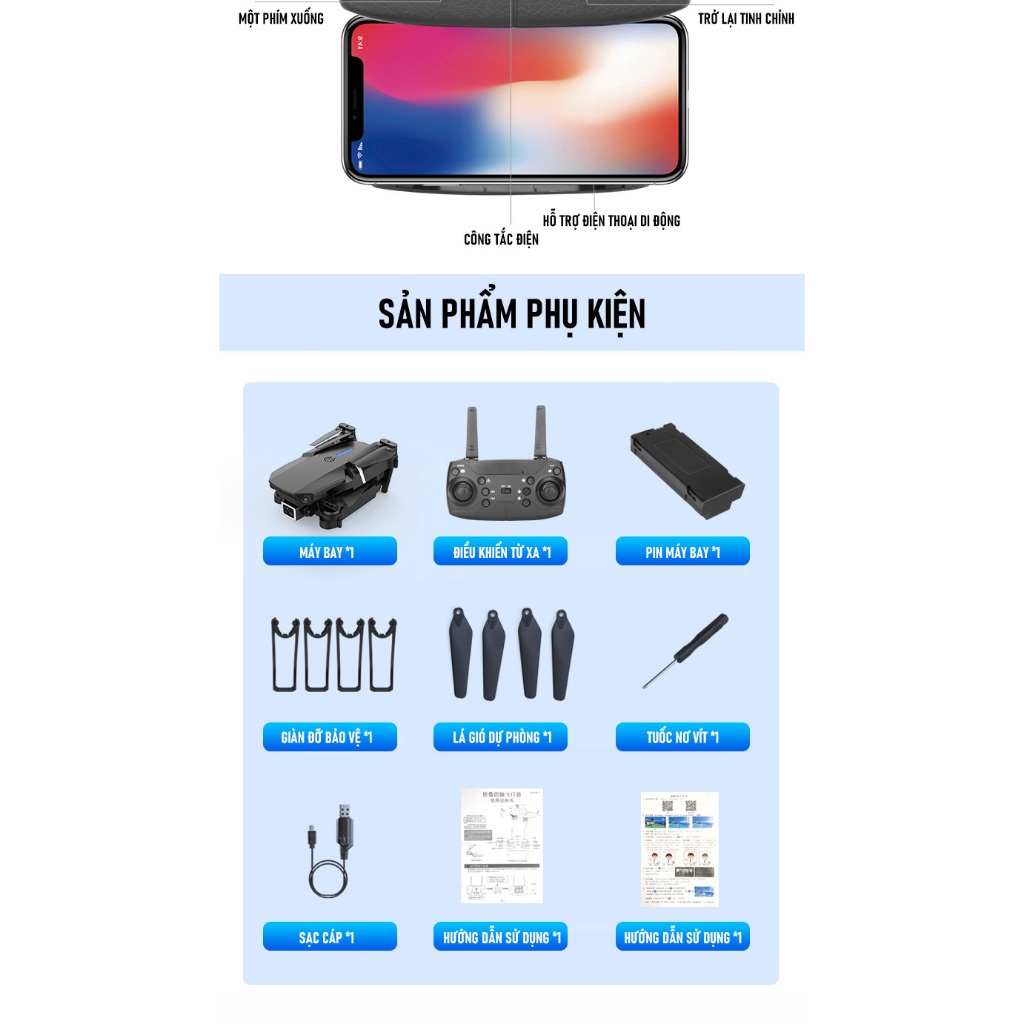 Drone camera 4k mini Máy Bay Điều Khiển Từ Xa E88 Pro Drone 4K HD Camera, Chất lượng hình ảnh siêu rõ ràng | BigBuy360 - bigbuy360.vn