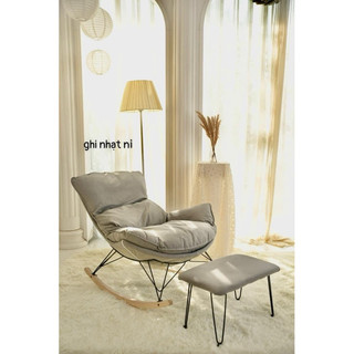 Ghế bập bênh tặng kèm đôn hàng nhập khẩu cao cấp ghế sofa thư giãn cao cấp phong cách Bắc Âu