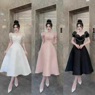 Đầm Nữ xòe dự tiệc vải tapta sang trọng xinh xắn
