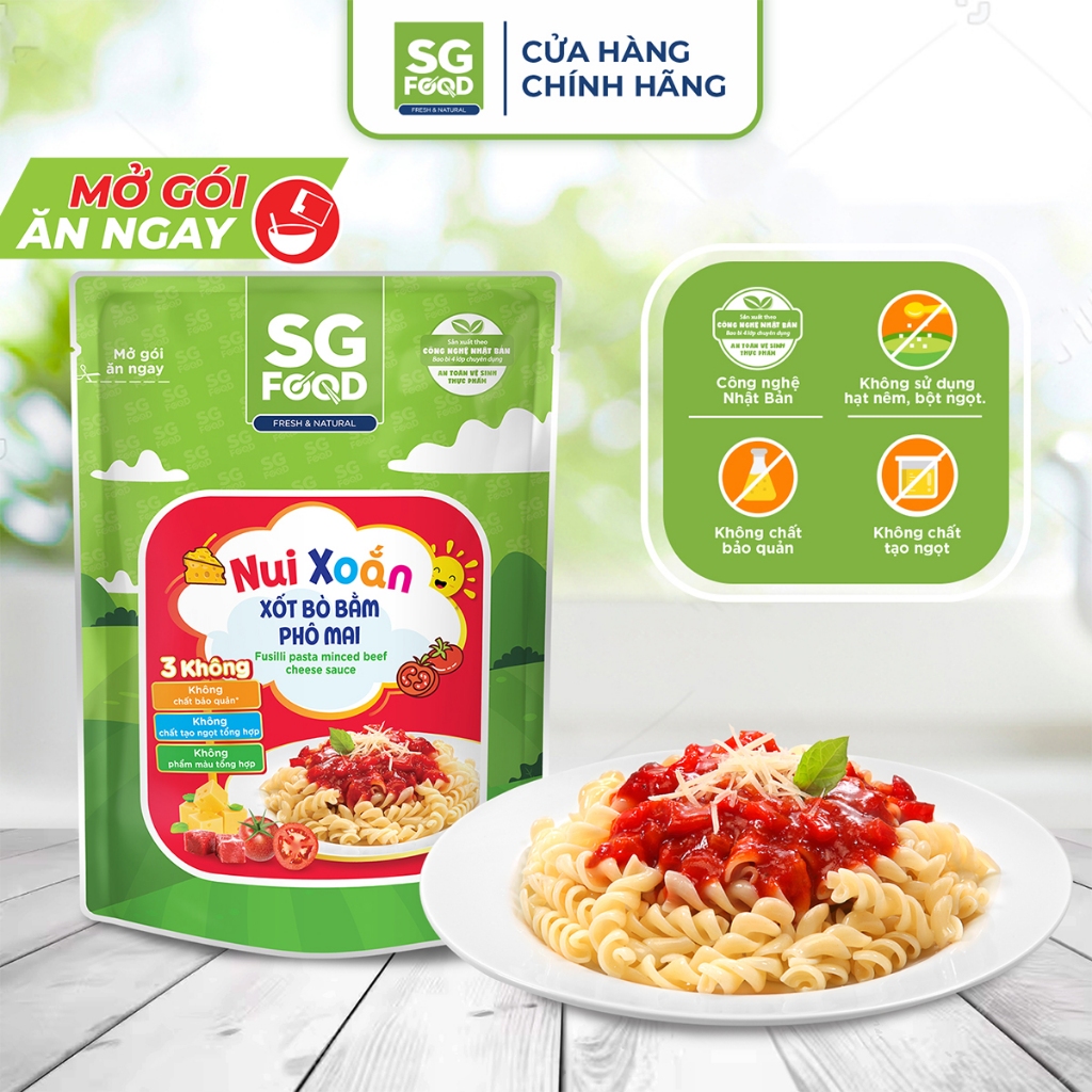 Nui xoắn xốt bò bằm phô mai ăn liền SG Food 200g