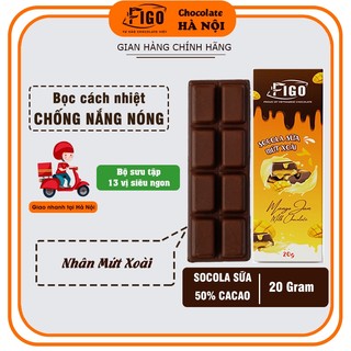 Bar 20gr- Milk Chocolate, Kẹo Socola sữa 50% Cacao FIGO nhân Mứt xoài giòn tan ngay trong miệng, chất lượng