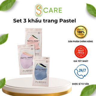 Set 3 chiếc khẩu trang vải 3d pastel mask nhật bản - chống bụi mịn, tia uv