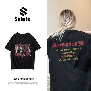 Salute local brand Áo thun cổ tròn form rộng áo phông đen unisex nữ vintage girl phố Y0795