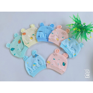 Mũ nón tai thỏ cotton họa tiết dễ thương cho bé sơ sinh