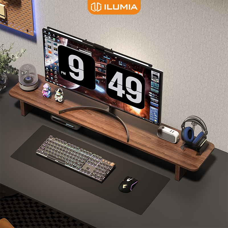 Kệ màn hình máy tính gỗ thương hiệu ILUMIA - GA28