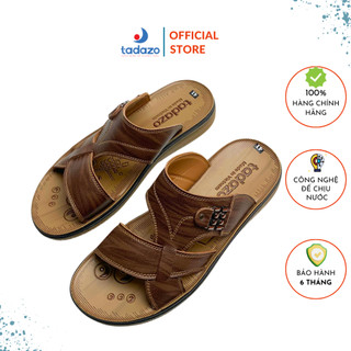 Dép da nam cao cấp Sandal đế cao Tadazo, da mềm mại, đế cao su nguyên khối, khâu may chân quai siêu chắc chắn TD2403-C