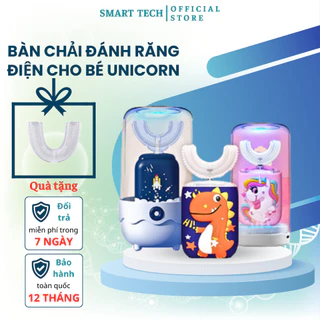 Bàn chải đánh răng điện cho bé UNICORN, Bàn chải điện trẻ em lông silicone siêu mềm, Bé từ 2t-12t sử dụng, BH 6 tháng