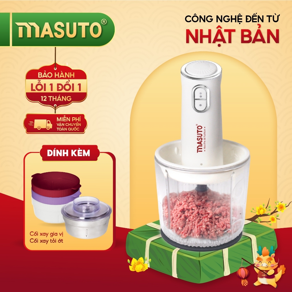 Máy xay thịt đa năng Masuto MS FiveStar 5 cối xay dao xay 4 lưỡi xay thịt rau củ tiện lợi công suất 300W