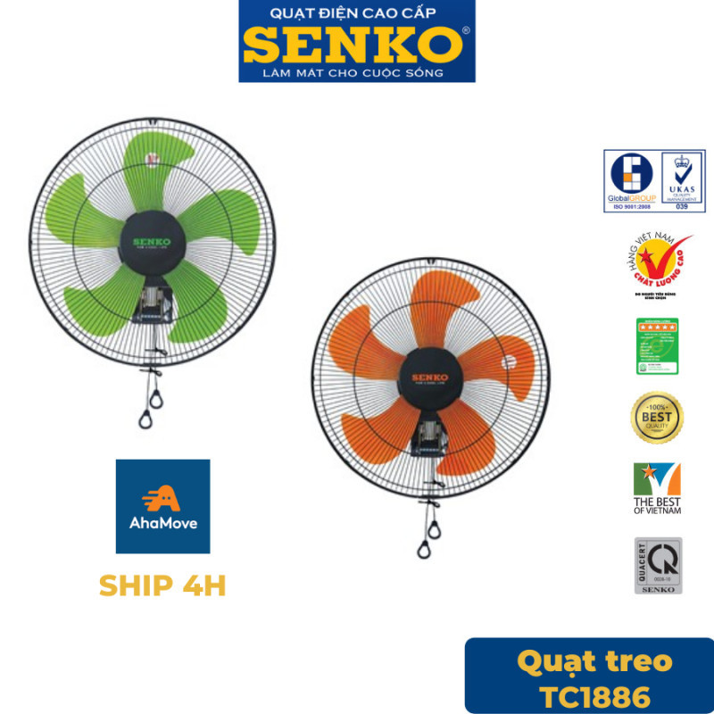 Quạt treo tường 2 dây SENKO TC1886 / Quạt công nghiệp Senko 65W, Sải cánh 43cm