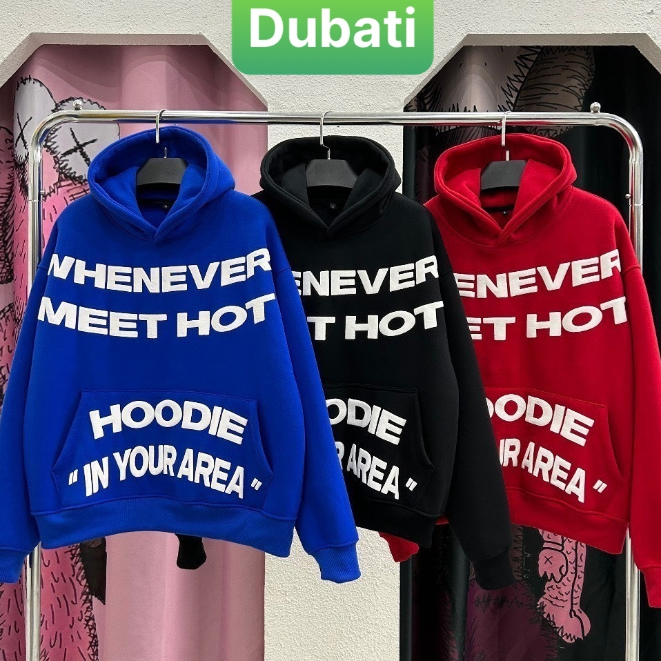 ÁO HOODIE LÓT NHUNG TAY DÀI OVERSIZE IN CHỮ NỔI TRẮNG MEET HOT PHONG CÁCH HÀN QUỐC PHONG CÁCH CAO CẤP MỚI - DUBATI FASHI