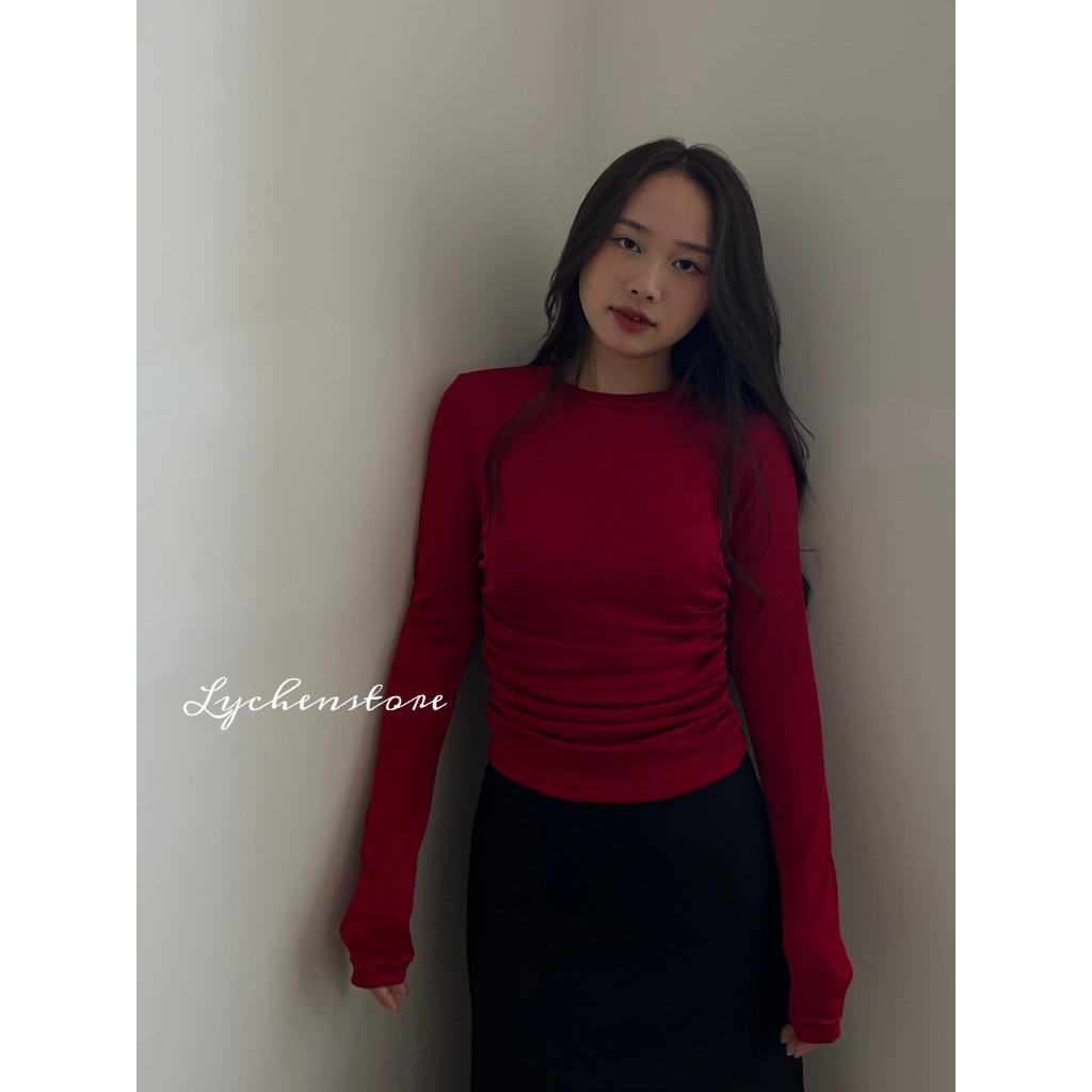 𝐋𝐘𝐂𝐇𝐄𝐍- áo thun tăm lụa nhún eo ( Stella Top)