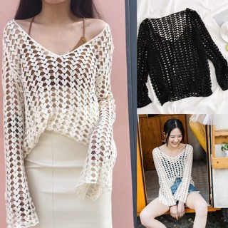 (3 màu - QCCC) Áo choàng Bikini, áo choàng lưới đi biển cực xinh trắng, be, đen (Ảnh thật khách)