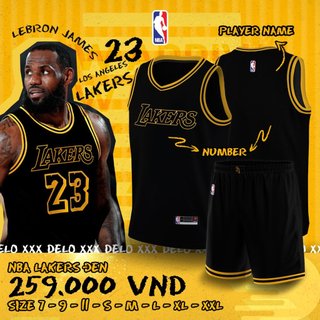 Quần áo bóng rổ delo nba lakers đen- chưa in tên số