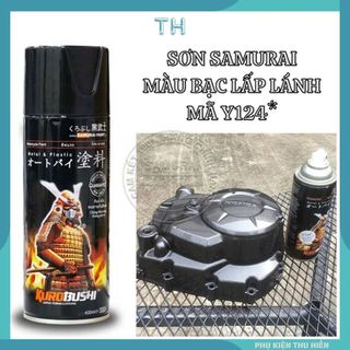 Sơn Xịt Samurai chuyên dùng cho xe máy màu bạc lấp lánh Y124 * chống cháy, chống rạn nứt, vòi xịt chống chảy