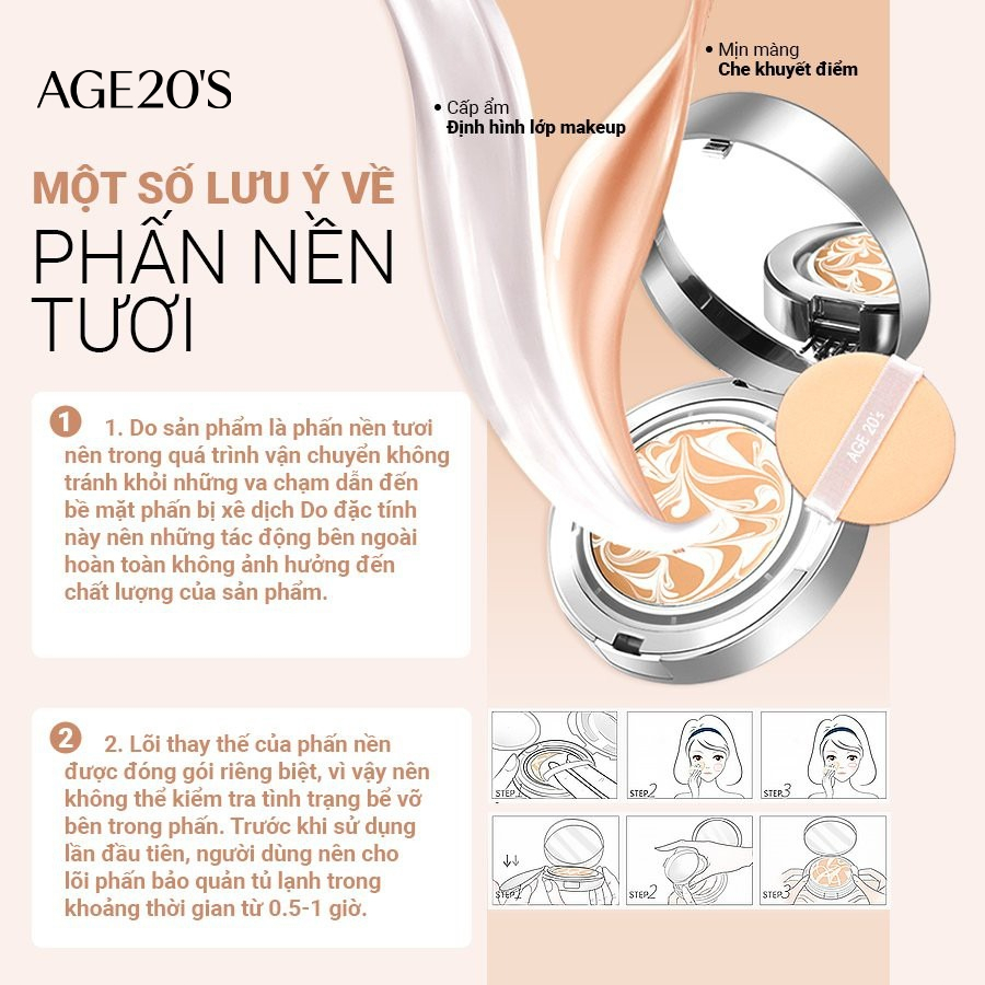 [TẶNG 1 LÕI] Phấn Tươi Che Phủ Hoàn Hảo Age20'S Signature Essence Cover Pact Intense Cover 14g