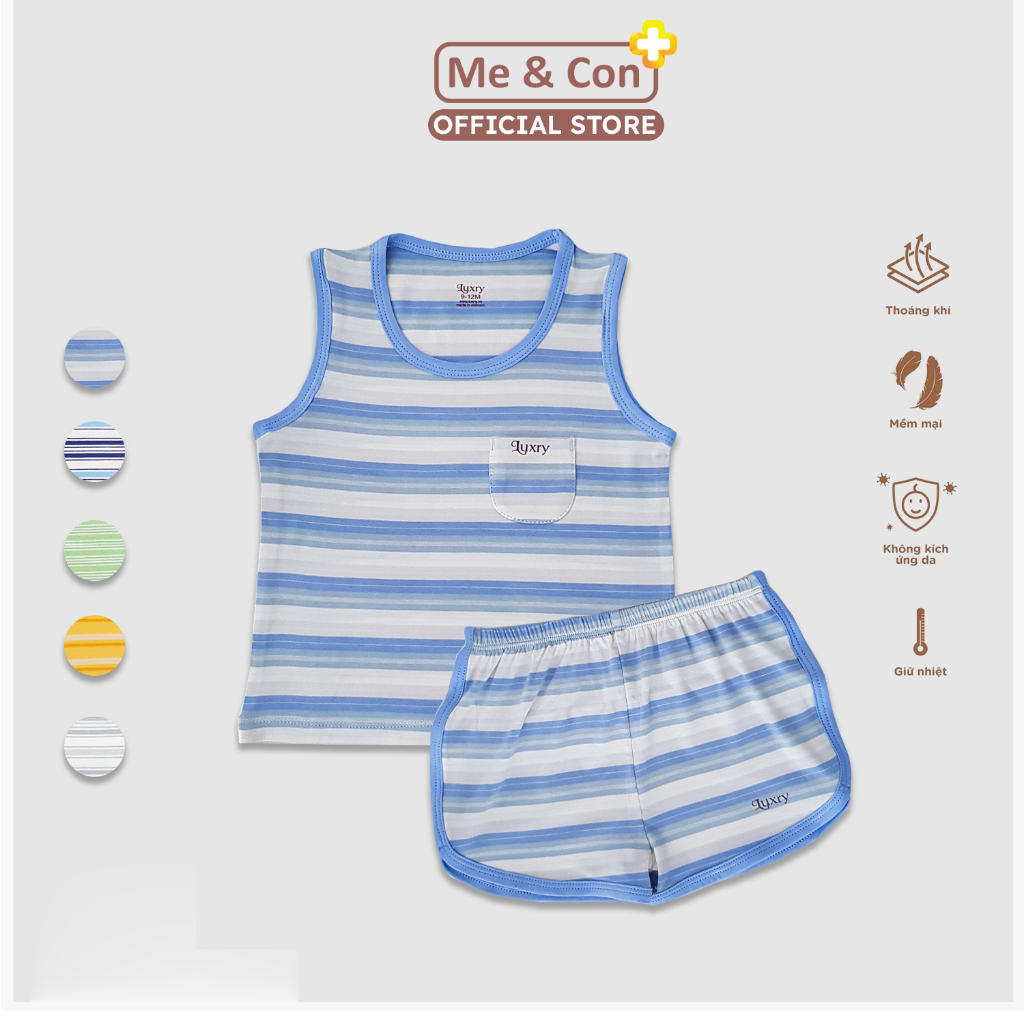 Ba lỗ cho bé, Mẹ và Con+, phối sọc, vải sợi tre bambo, mềm mịn