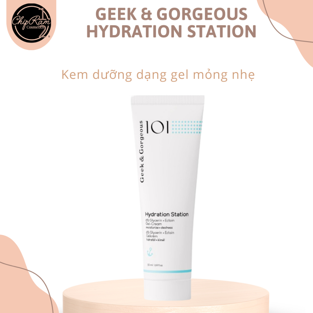 Geek&amp;Gorgeous Hydration Station: Kem dưỡng dạng gel mỏng nhẹ cấp ẩm, làm dịu da giúp da căng mọng