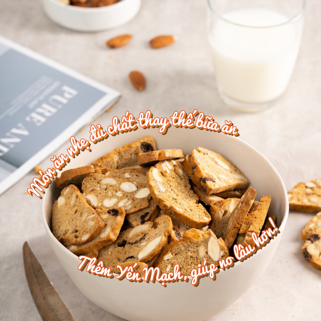Bánh biscotti ăn kiêng vị chuối yến mạch Baker Baking không đường cho mẹ bầu, người tiểu đường, healthy eatclean ăn vặt