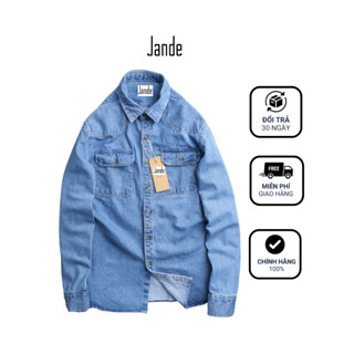 Áo sơ mi tay dài denim LV  cotton chính phẩm hãng dày dặn nặng tay phù hợp tiệc tùng khoác ngoài