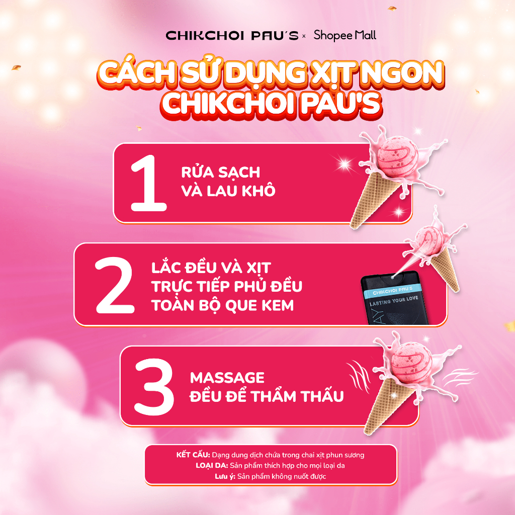 Combo xịt thơm và xịt ngon tăng lực Chikchoi Pau's