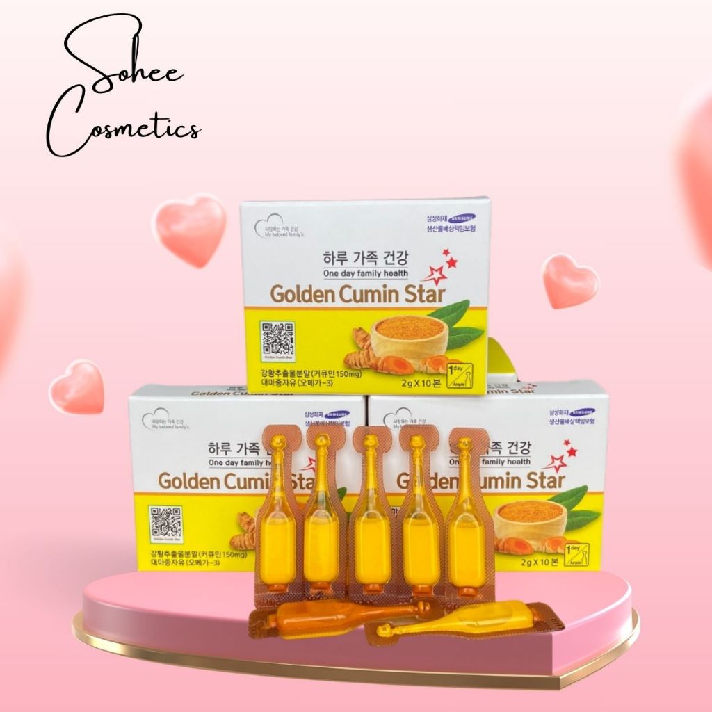 Nghệ Golden Cumin Star Omega3, Tinh chất nghệ nano, tinh nghệ nano Hàn Quốc Hộp 10 tép - 30 tép