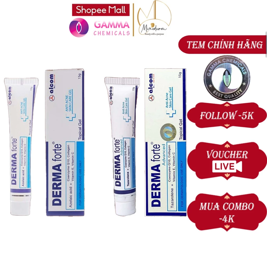 Gel giảm thâm mụn Gamma Derma Forte giảm viêm, mụn ẩn, mụn đầu đen 15g