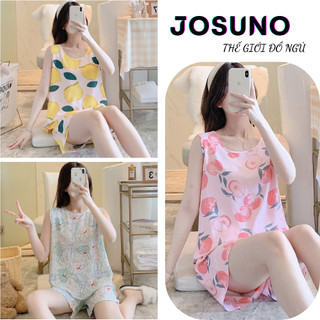 Bộ mặc nhà nữ bộ lanh cao cấp họa tiết siêu xinh cho chị em diện nhà JOSUNO HCOM1383