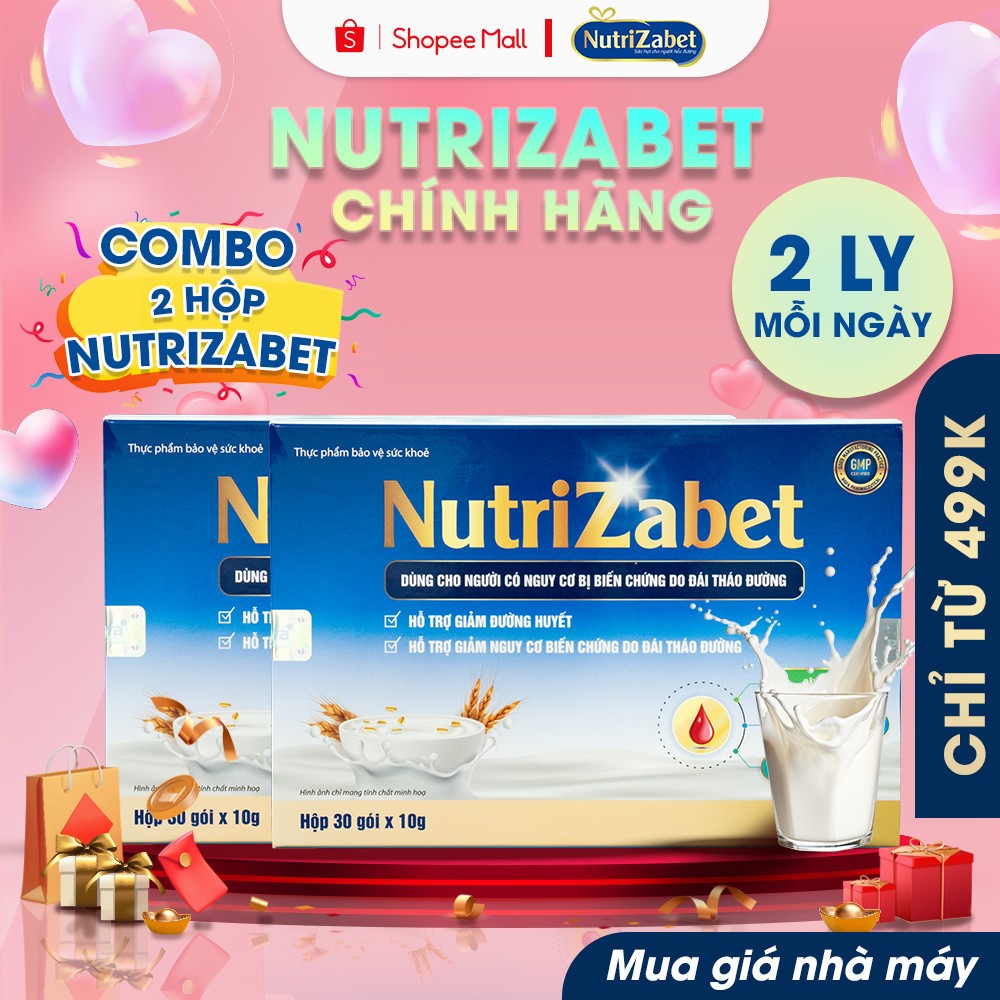 Combo 2 Hộp Sữa Hạt Tiểu Đường NutriZabet - Giúp Ổn Định Đường Huyết, Ngăn Ngừa Biến Chứng