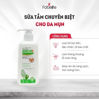 Sữa Tắm Mụn Lưng Acnevir Giúp Giảm Viêm Nang Lông, Làm Sạch, Giúp Trắng Da