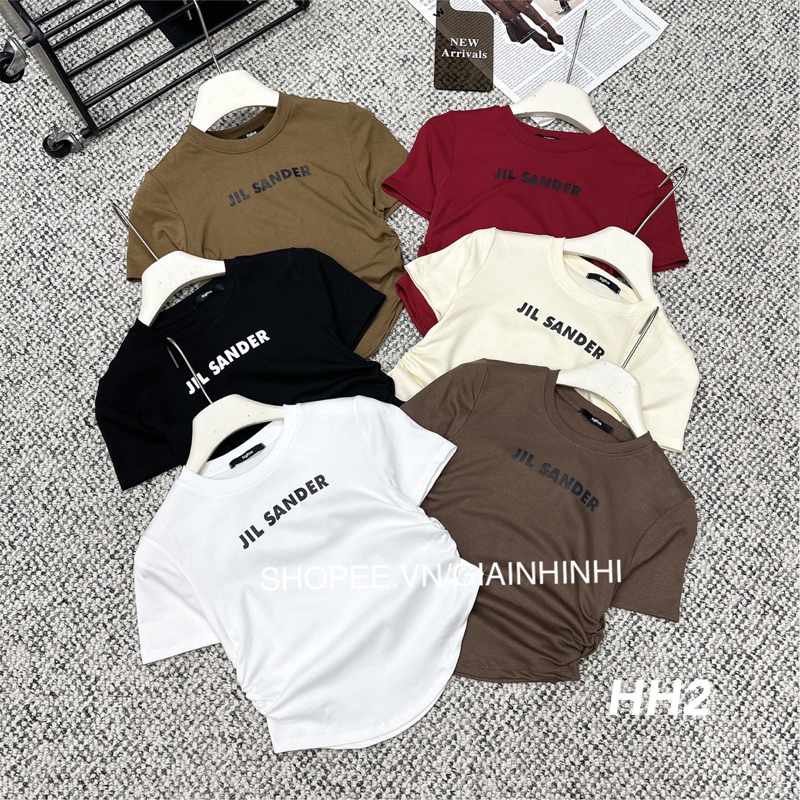 Áo thun kiểu dáng ôm body chun eo form croptop sexxy in chữ JIL AT6548 - NhiNhi Shop