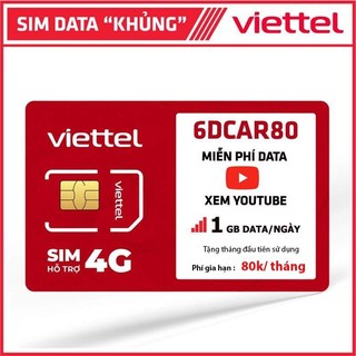 Sim 4g viettel chuyên dành cho ô tô - 1 tỷ gb xài youtube - thêm 1gb /ngày sử dụng ứng dụng khác - gói 1 tháng/80k