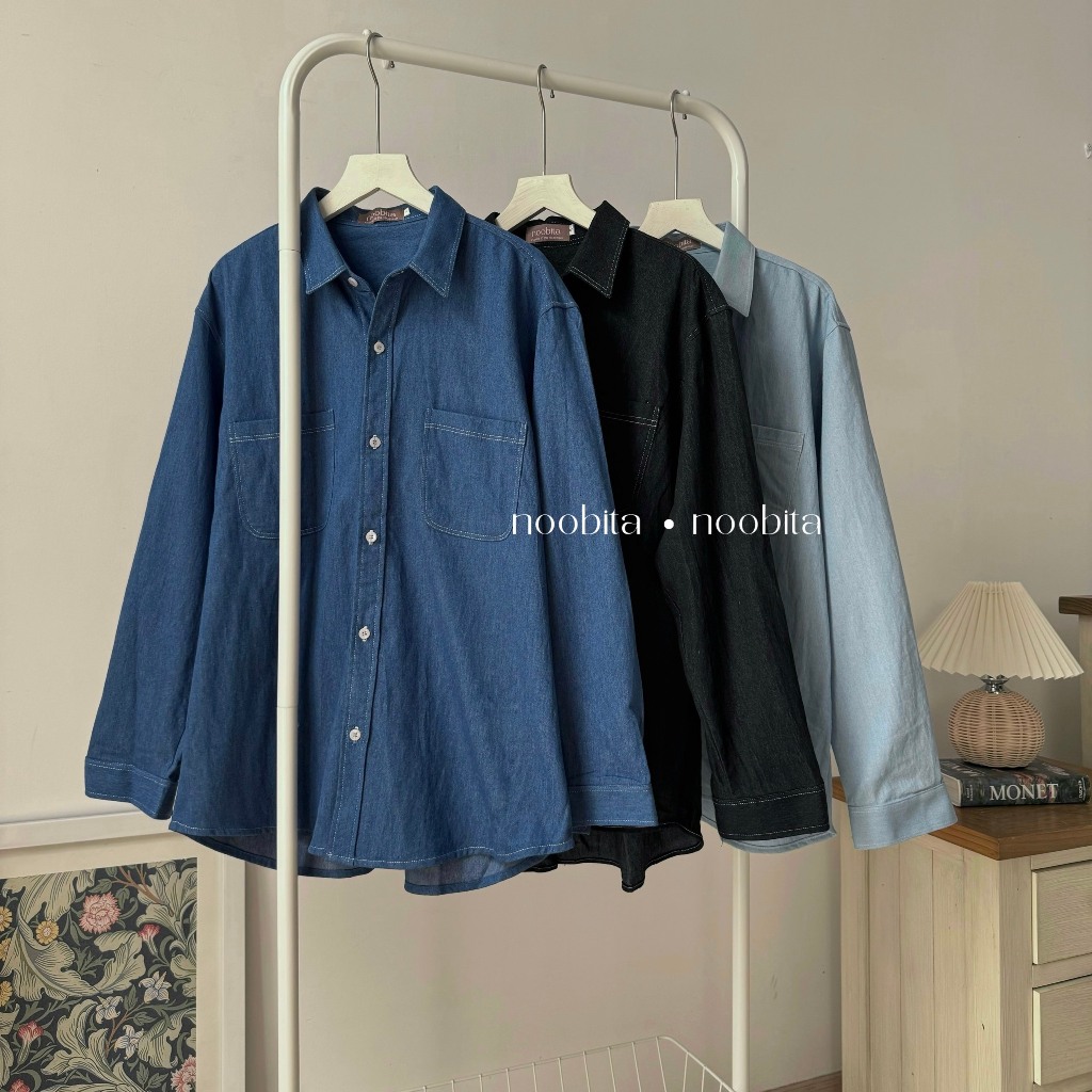 NOOBITA - Sơ mi tay dài vải denim mềm 7733