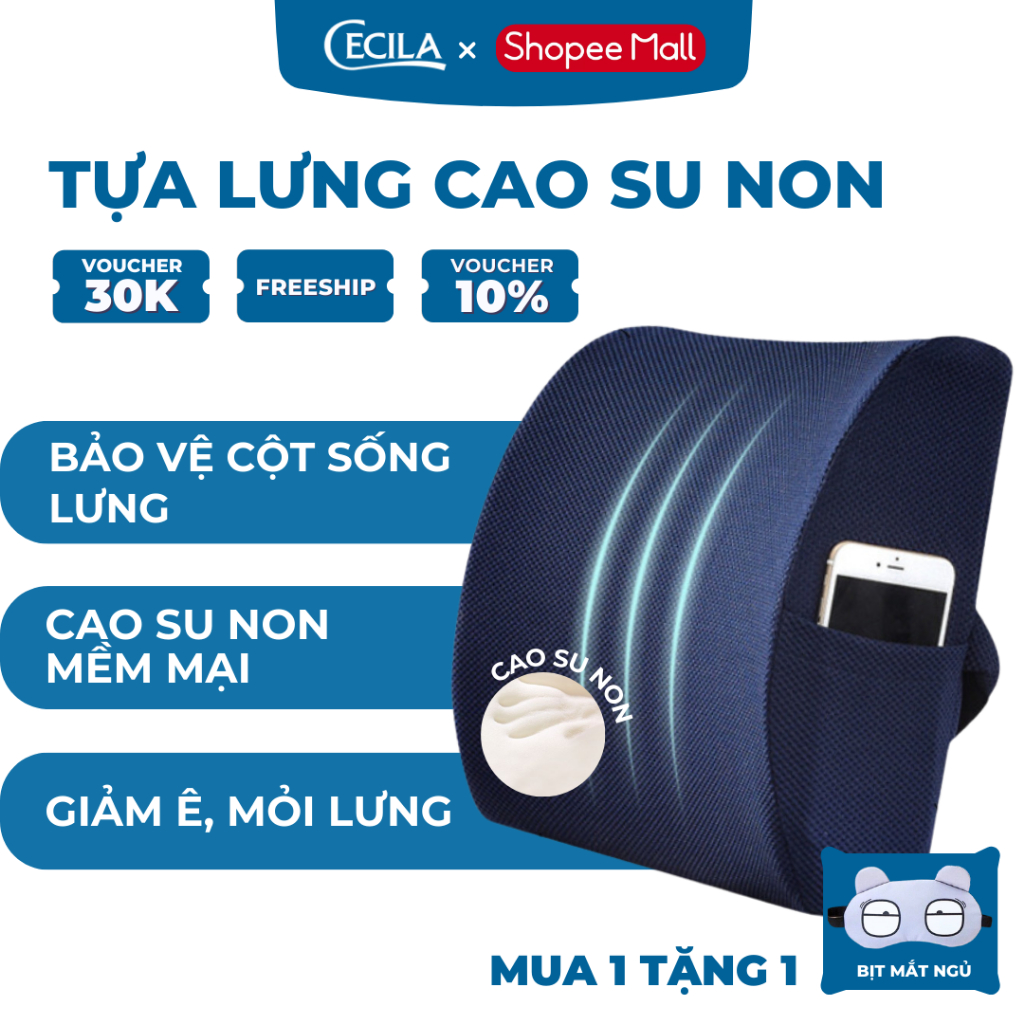 Gối tựa lưng văn phòng CECILA ruột cao su non đàn hồi cực tốt, thoáng khí dành cho dân văn phòng, lái xe | BigBuy360 - bigbuy360.vn