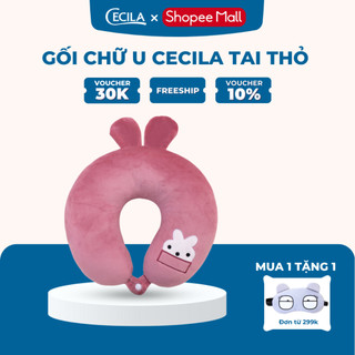 Gối chữ U Cecila tai thỏ có cúc cài sợi bông mềm mại chống mỏi vai gáy tạo cảm giác thoải mái dùng  cho văn phòng