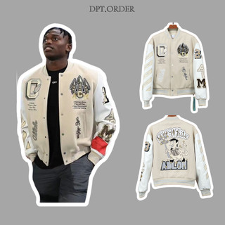 Áo varsity jacket off white x ac milan hàng cao cấp