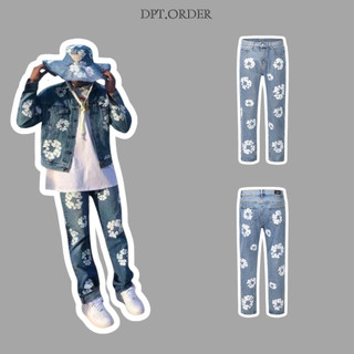 Quần Jeans Washed Blue Kapok Printing Denim Jeans