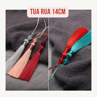 COMBO 5 Tua rua gắn ngọc 14cm trang trí Tết Đám cưới phụ kiện handmade cổ trang móc quạt xếp xinh xắn