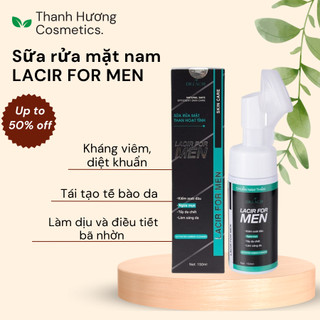 Sữa rửa mặt nam Lacir For Men đầu silicon làm sạch chăm sóc da, Sữa rửa mặt than hoạt tính kiềm dầu se khít lỗ chân lông