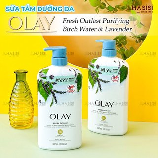 Sữa tắm hoa oải hương & lá cây bạch dương olay - fresh outlast purifying birch water & lavender 887ml