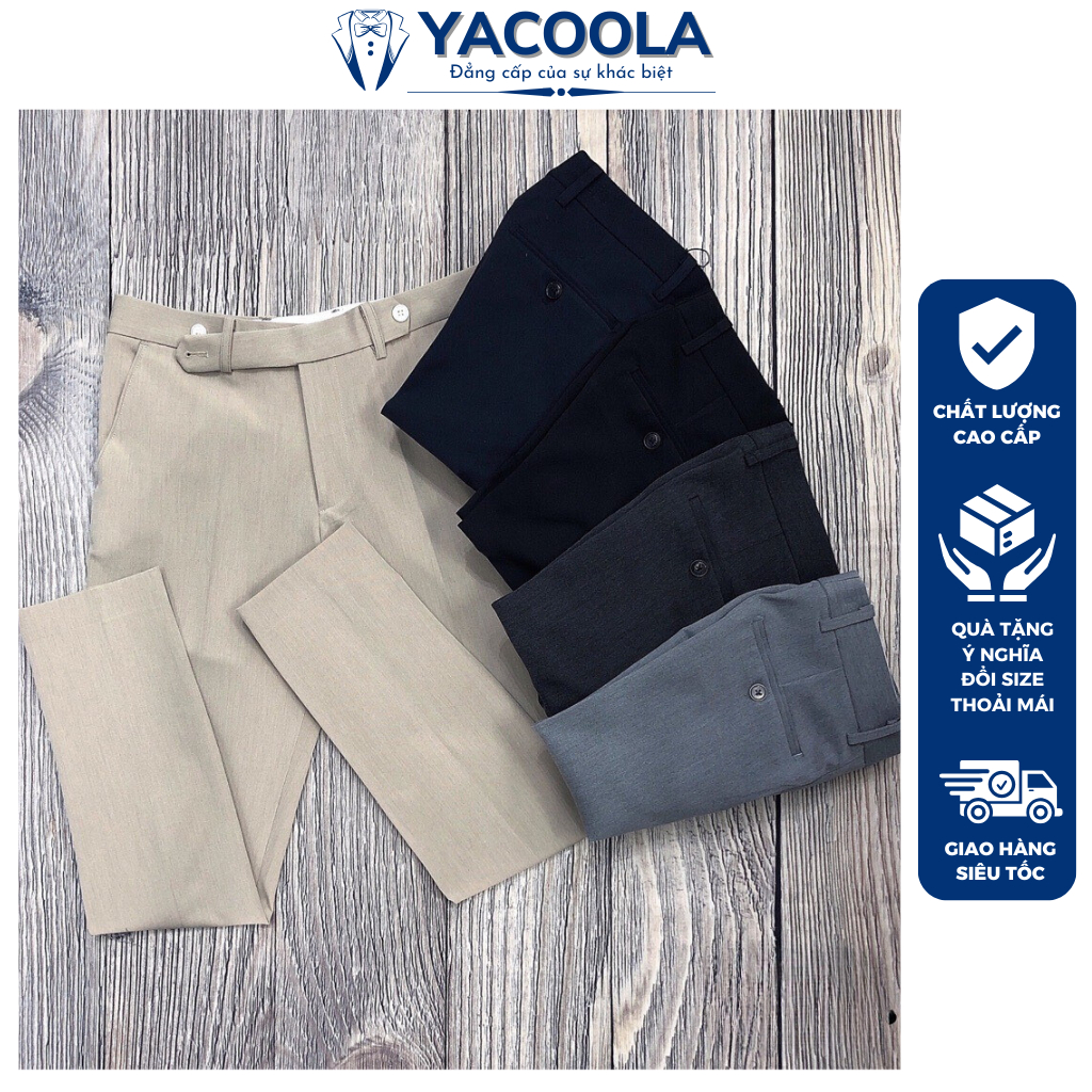 Quần âu nam công sở cao cấp ống đứng phom dáng slim fit dày dặn trẻ trung Yacoola YH4-2112 Quần tây 