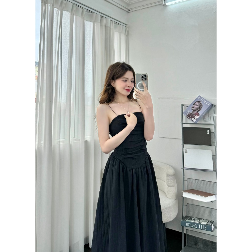 Đầm 2 dây maxi chất đũi gân dáng dài tiểu thư - 247store.vn - Vayduigan2sA382_P0K31