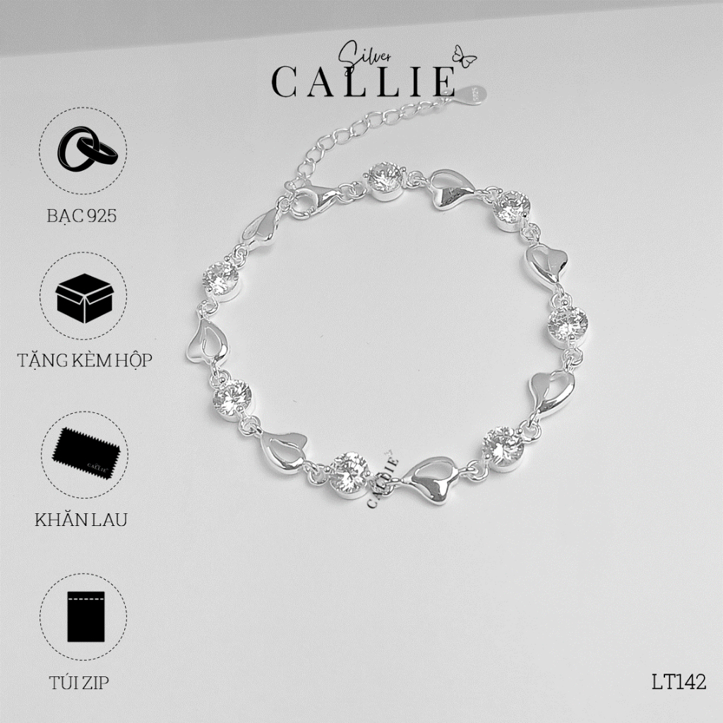 LT142 - Lắc tay bạc Callie Silver trái tim