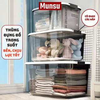 Hộp nhựa đựng đồ trong suốt có quai cài nắp, thùng đựng đồ nhiều kích thước Q100