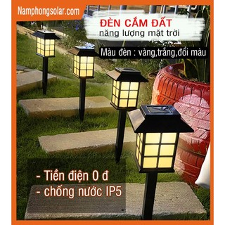 Đèn Sân Vườn Cắm Cỏ Ô Vuông Năng Lượng Mặt Trời