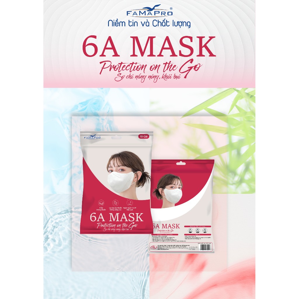 [COMBO 100 CHIẾC] Khẩu trang 4 lớp Famapro 6A Mask chống nắng tối ưu, nhẹ nhàng hương Bưởi