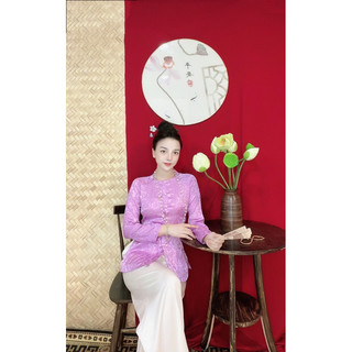 sét bà ba gấm hoa quần lụa