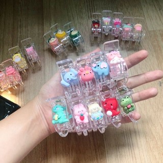 Kẹp tóc càng cua trong suốt 3 răng gắn charm - nhiều mẫu