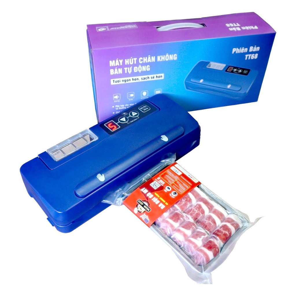 Máy Hút Chân Không TT68 – Hàn Dày 6mm, Không Kén Túi, 9 Nấc Hàn, Thổi Phồng, Ép Khô Ướt Tại Nhà