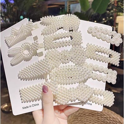 Combo 10 kẹp màu kẹp ngọc trai nhiều mẫu mã màu sắc giao ngẫu nhiên